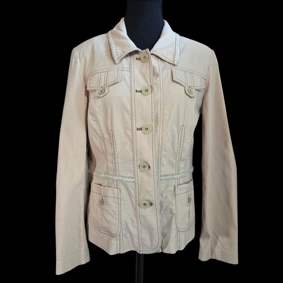 Lana Lee Elegant Tan Utility Jacket Size 12 - Picture 1 of 9